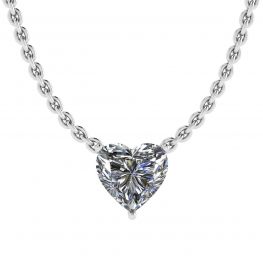 Collier Solitaire Coeur Diamant sur Chaîne Fine Or Blanc