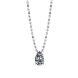 Collier Solitaire Diamant Poire sur Chaîne Fine