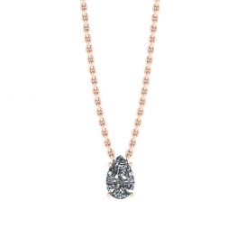 Collier Solitaire Diamant Poire sur Chaîne Fine Rose