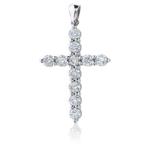 Collier croix avec 11 diamants (2х1,5 cm)