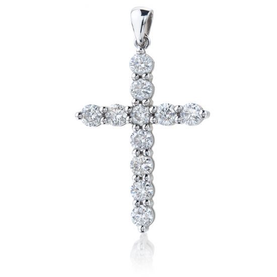 Collier croix avec 11 diamants (2х1,5 cm), Agrandir l'image 1