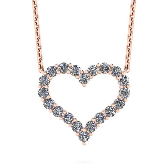 Collier cœur diamant en or rose 18 carats, Image 1