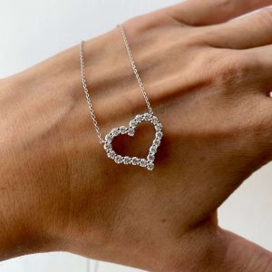 Collier cœur diamant en or rose 18 carats - Photo 1