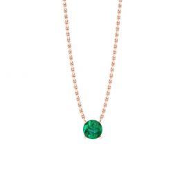 Émeraude ronde 1/2 carat sur chaîne en or rose