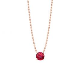 Rubis rond 1/2 carat sur chaîne en or rose