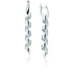 Boucles d'Oreilles Longues avec Diamants 0.88 ct - Collection Ruban